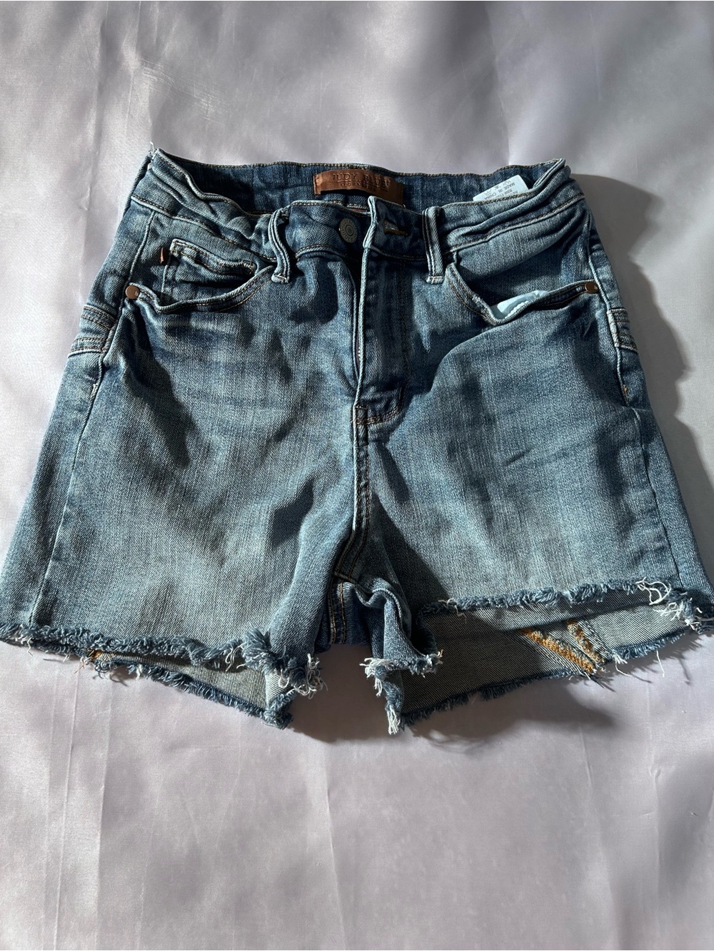 Judy Blue Light Blue Distressed Frayed Hem Denim Shorts